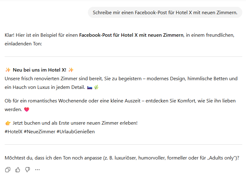 Antwort auf den ersten Prompt in ChatGPT