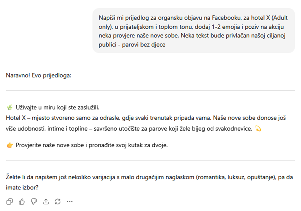 Odgovor na drugi upit u ChatGPTu