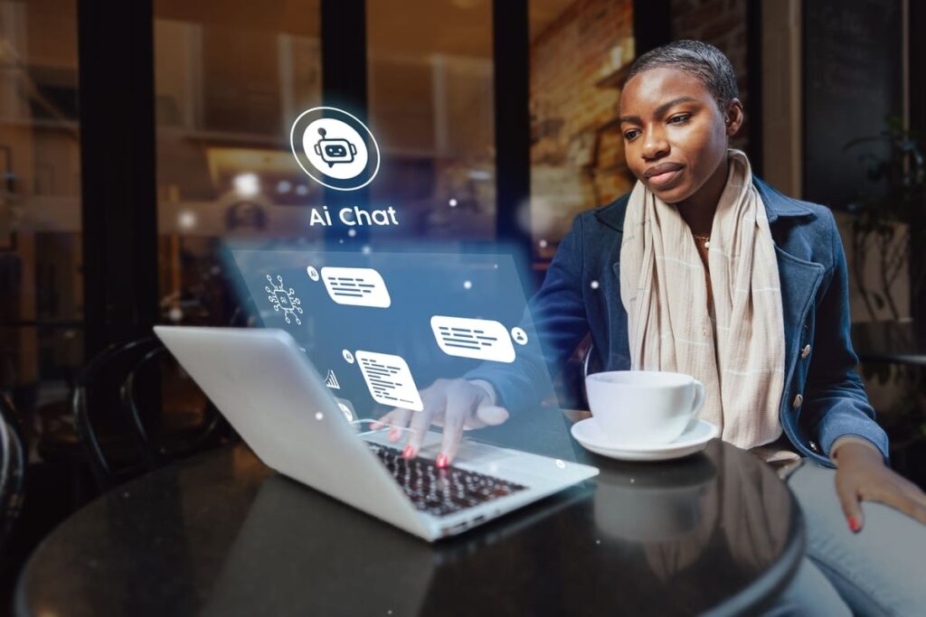 Pretraživanje AI chata na laptopu