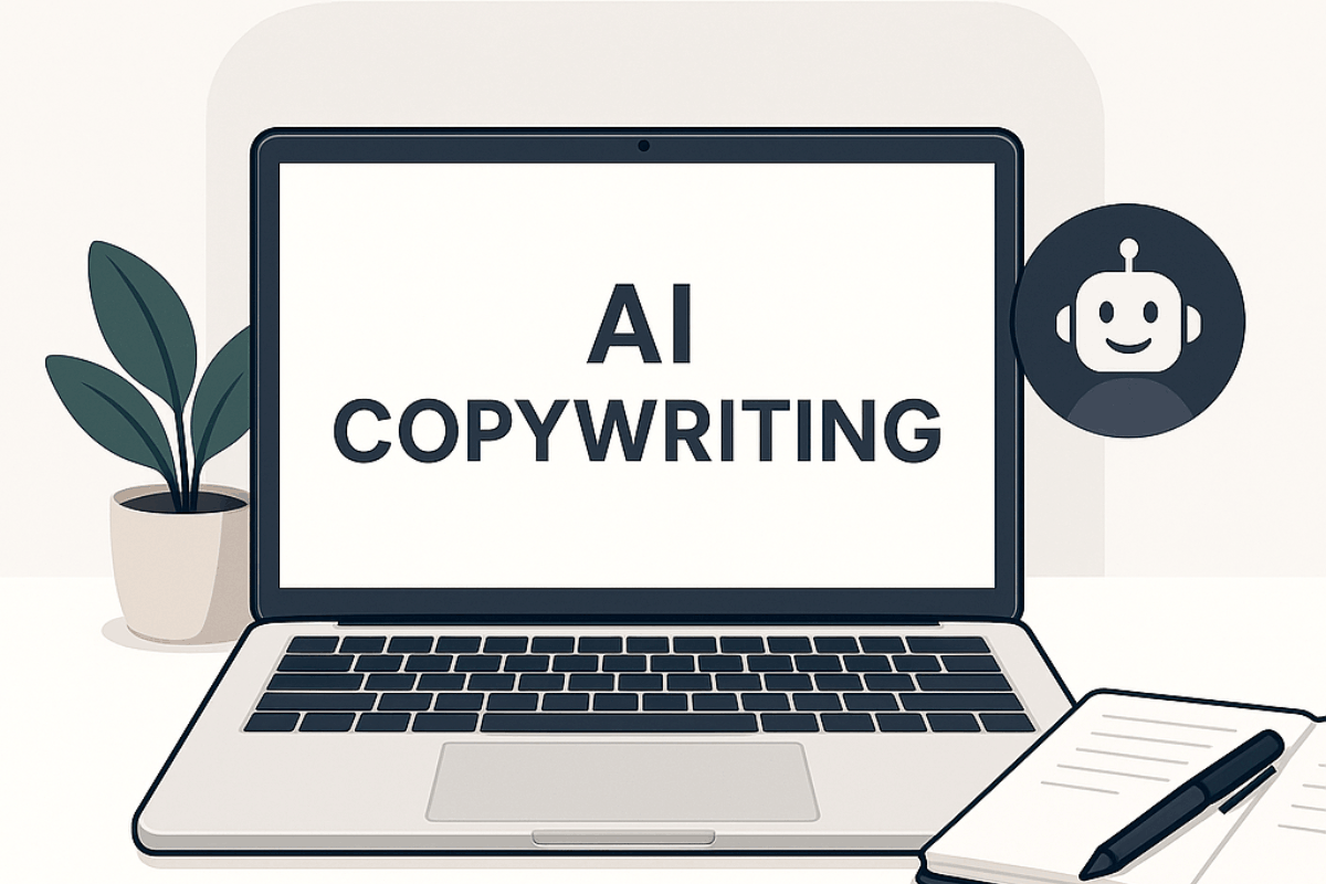 AI Copywriting na zaslonu laptopa