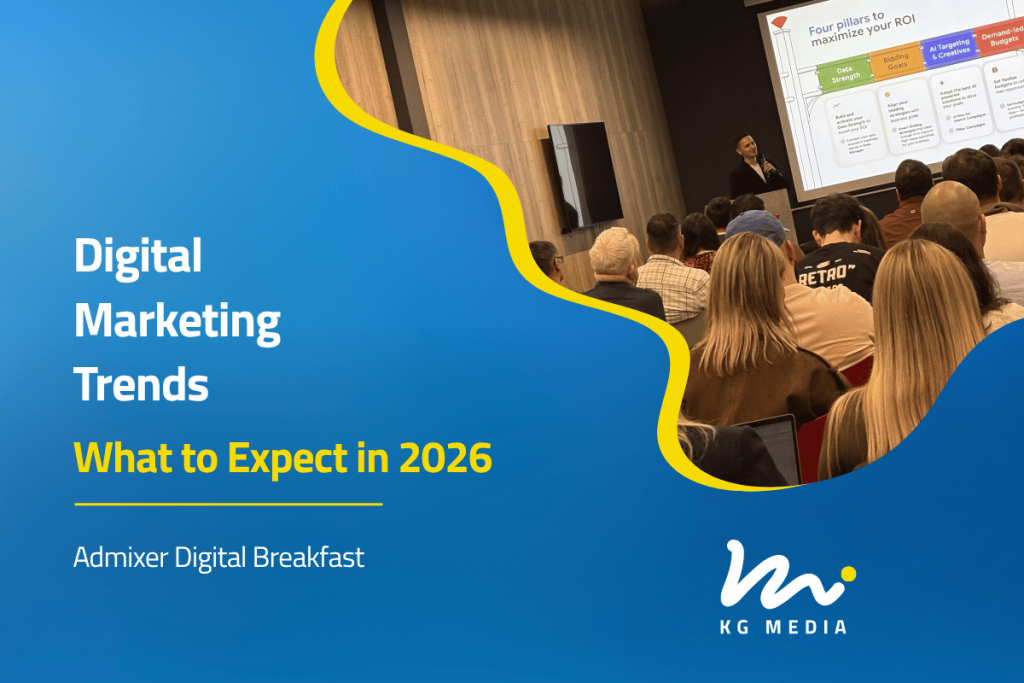 Conference on digital marketing trends 2026 with a presentation and audience in a hall