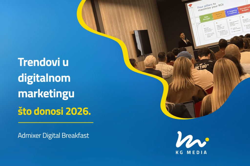 Konferencija o trendovima u digitalnom marketingu 2026 s prezentacijom i publikom u dvorani