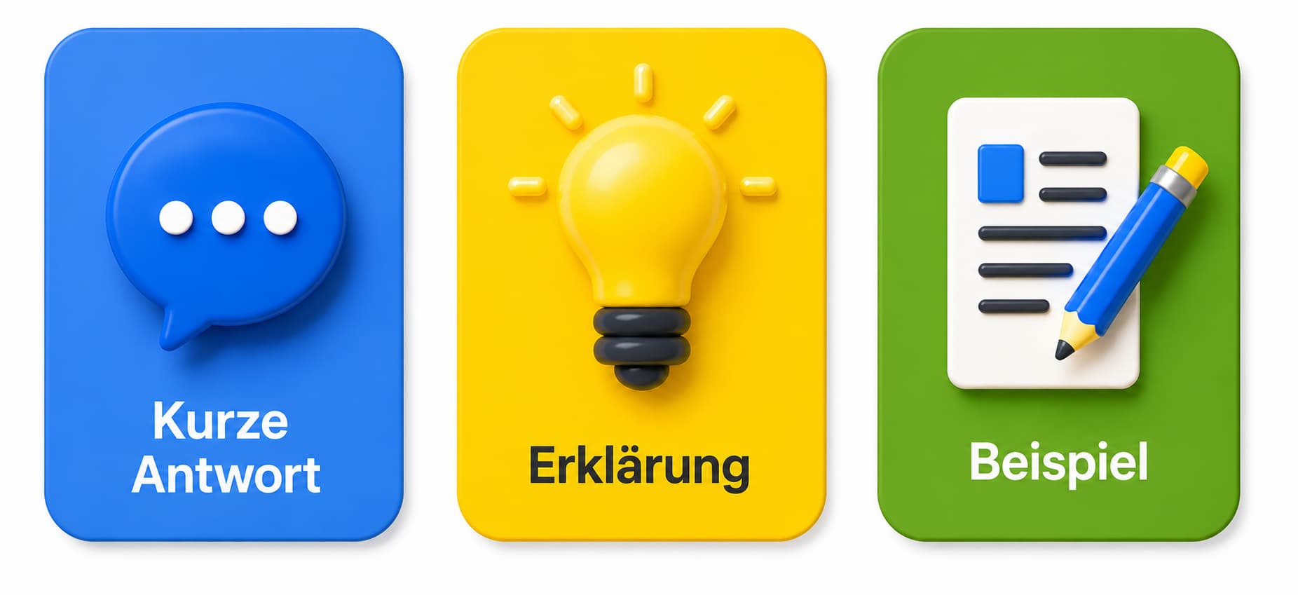 Kurze Antwort, Erläuterung und Beispiel als Formel für KI-zitierfähige Definitionen