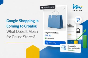 Visual for an article about the arrival of Google Shopping in Croatia, showing products, pricing and increased visibility for eCommerce stores